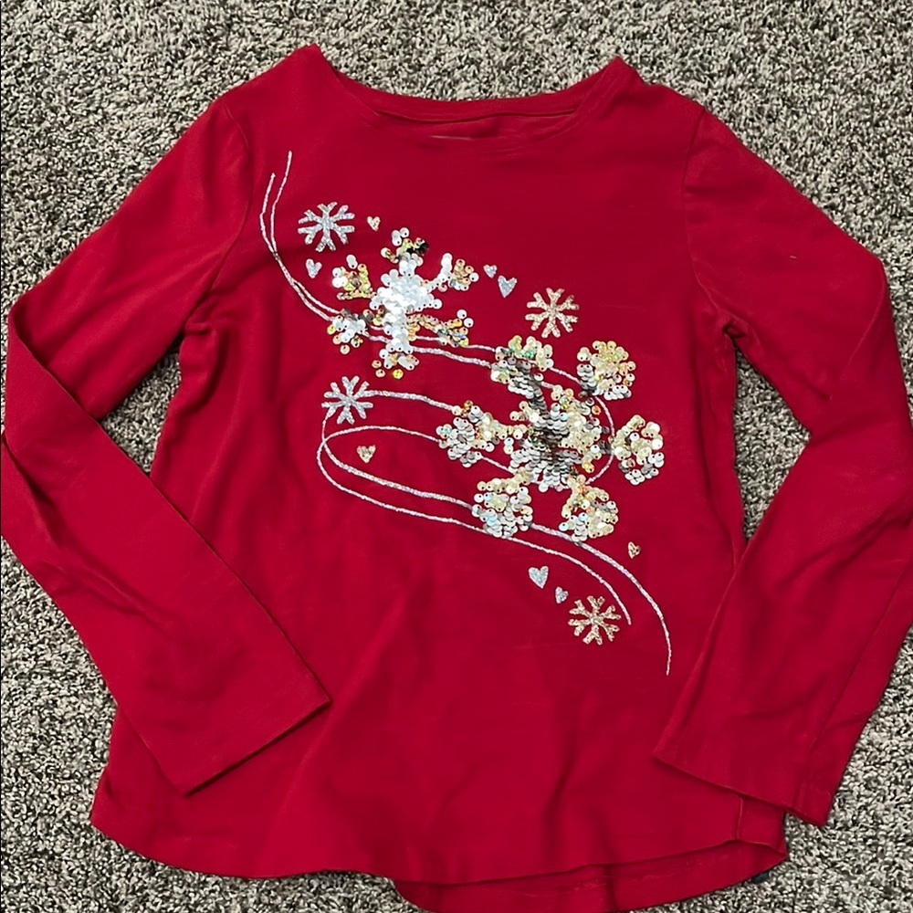 Red Sequin Snowflake Kids Top size 7